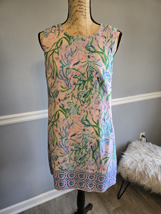 Lilly Pulitzer Dresses & Skirts - Lilly Pulitzer Pink Shift Dress with Green & Blue Botanical Print